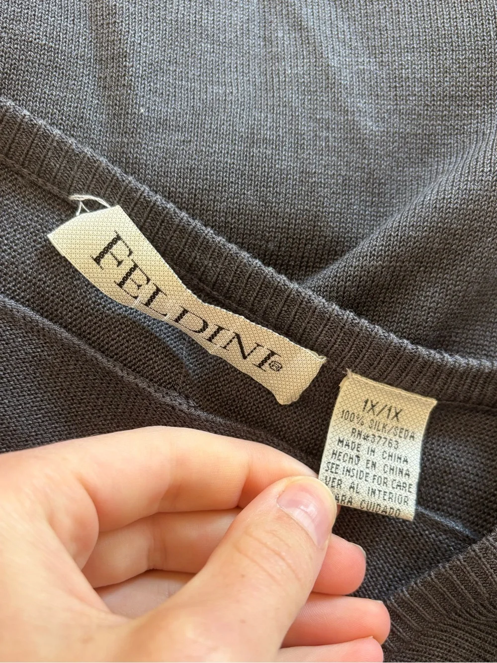 Feldini 100% Silk Vintage Textured Lightweight Sweater